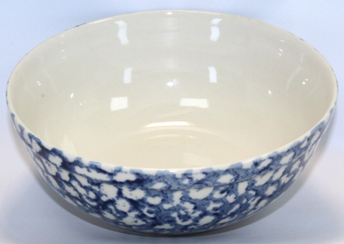Gibson Housewares Medium Bowl 7" - Blue White Sponge Pattern rim lip - Picture 6 of 13