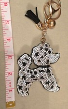 Bling Key Ring / Bag Accent White Rhinestone Dog