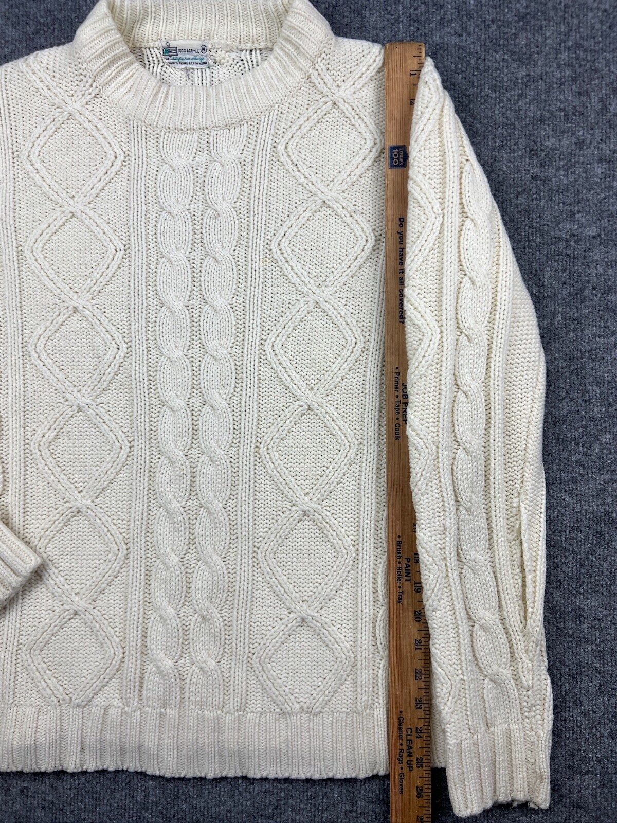 Vintage Kmart Sweater Women's Medium Cream Cable Knit Pullover Long