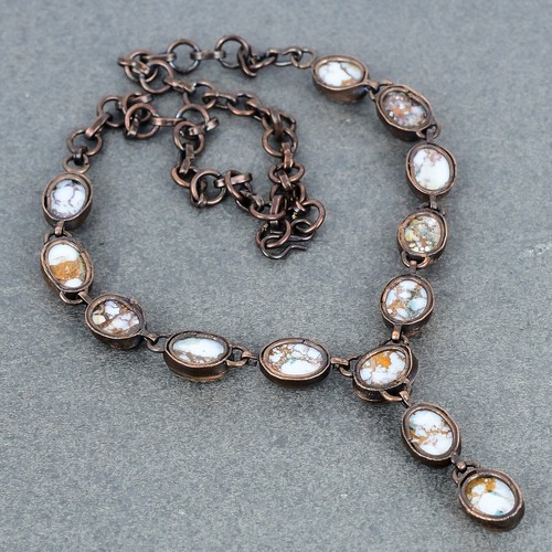 Womens day Deal Copper Wild Horse Magnesite Stone Chain Electroformed Necklace - Picture 6 of 6