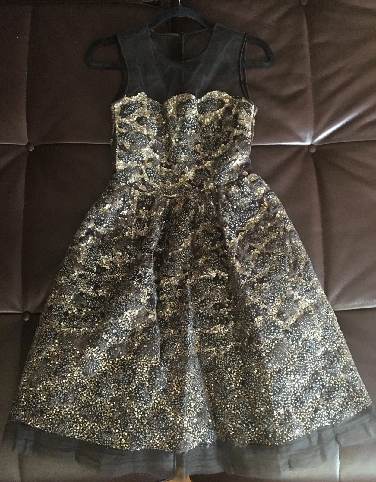 VALENTINO Abito abito con perline Oscar de la Renta $9 5K passerella bronzo piume metalliche 2US