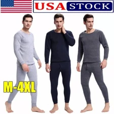 Mens Winter Ultra-Soft Fleece Lined Thermal Top & Bottom Long John Underwear Set