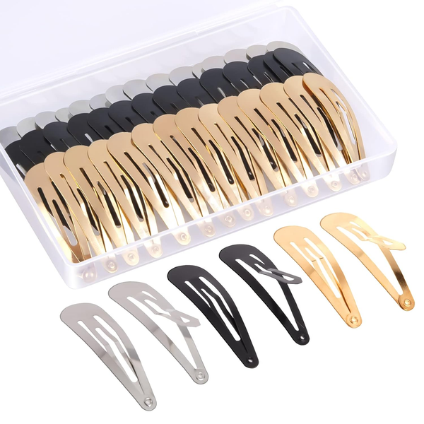 60 StüCk Snap Haarspangen Damen, 5Cm Metall Snap Haarclips Haar Snap Clips Kinde-image