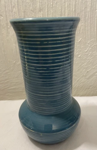 Vintage Nelson McCoy 6” Vase Blue Ring Glaze 1930s No Chips No Cracks EUC