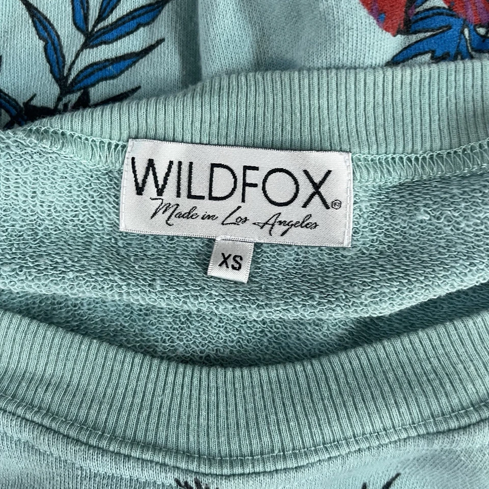 Wildfox Sweatshirt Womens XS Turquoise Hibiscus Dreams Floral Tropical Pullover - Image 4 of 4