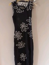 Black Midi Knitted Dress With Cut Out Back Detail Size Medium UK 12