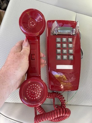 Vintage Cortelco RED Push Button Touch Tone Wall Mount Telephone Bat phone
