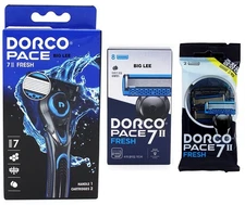 Dorco Pace 7 II Fresh 7-Blade Shaving 1 Razor Handle + Refill 12 Cartridges