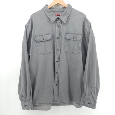 Wrangler Mens Button Down Flex for Comfort 4XL Grey Workwear Shirt