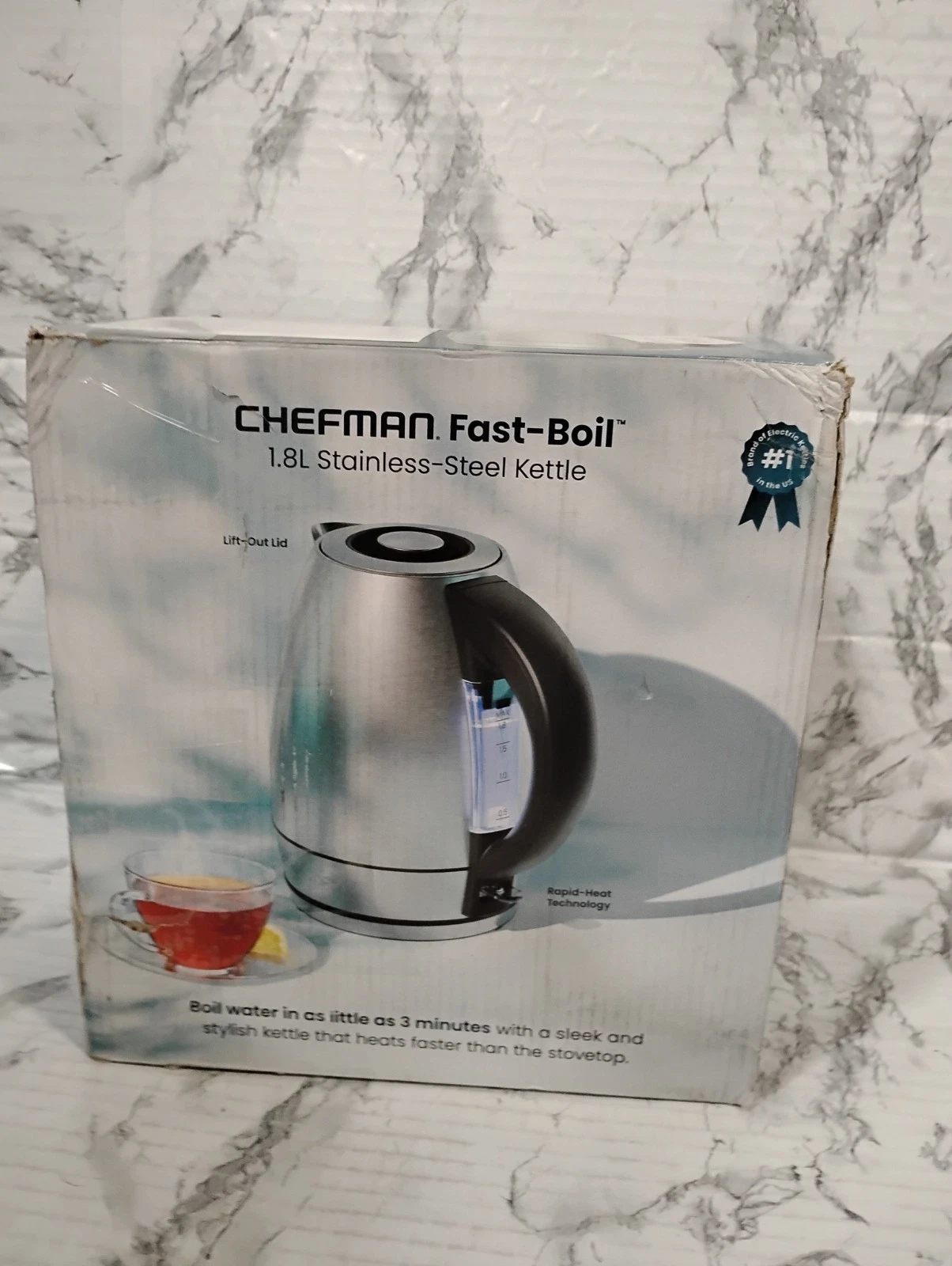 Chefman RJ11-18-SS Electric Kettle 1.8 Liter 1500W Rapid Boiling Stainless Steel