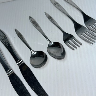Oneida Oneidacraft Deluxe Lasting Rose Baby Progress Child Kids Flatware 7 Piece
