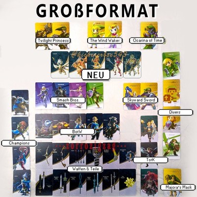 Zelda Amiibo Karten im Großformat - Komplettes Set für alle Zelda Spiele