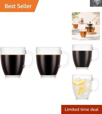Crafted Bistro Glass Coffee Mugs - 12oz Each, Stylish Set of 2 for Every Day