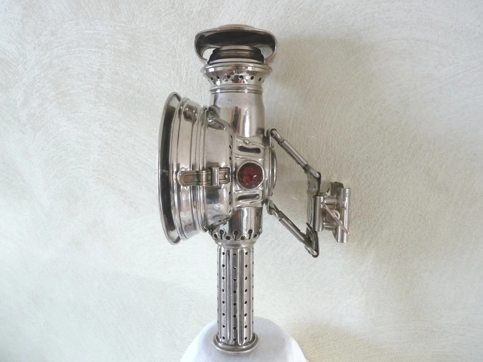 RARE Lanterne à bougie HERM RIEMANN Lampe phare vélo ancien lamp bicycle candle - Photo 3/4