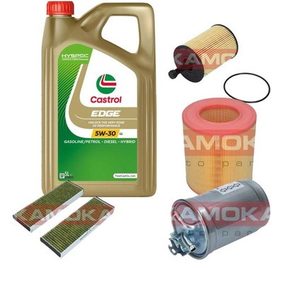 KAMOKA Inspektionspaket Castrol EDGE Titanium FST 5W-30 5L für Audi A6 Avant