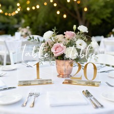 Clear Arch Table Numbers 1-20 for Wedding Reception - 5" x 7" Elegant Gold Fo...