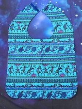 Handmade Adult Special Needs bib quilted SOUTHWEST LIZARDS KOKOPELLI stripes