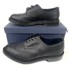 Tricker's Derby Brogue Shoes Size 10.5 EU 45 Black Scotch Grain Leather Near New