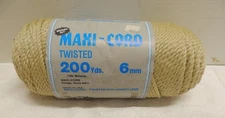 MAXI-CORD 200 Yards  6 mm High Gloss Twisted Polypropylene CREAM  Macramé