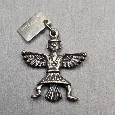 Vintage Bell Trading Post Sterling Eagle Dancer Pendant 1'' Original Souvenir Tag