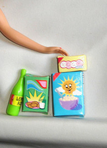 Barbie doll vintage Mattel food lot of four items snack drink cereal cookies