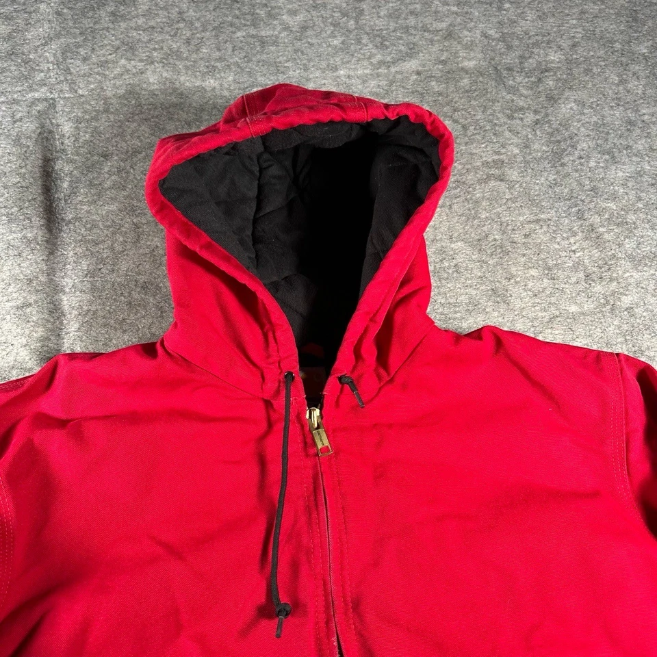 Carhartt Jacket Mens XL Red Hooded Full Zip Active Workwear Durable J140 RED - Image 2 of 4