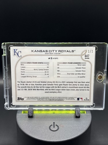 2022 TOPPS Chrome Sapphire #647 Kansas City Royals - Superfractor- 1 of 1 - 第 2/9 張圖片