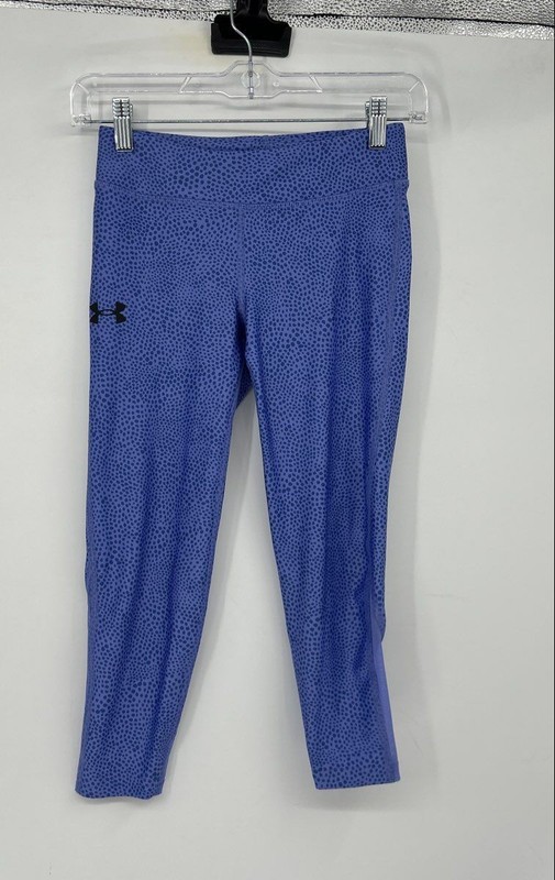 Under Armour Girls Blue Printed Elastic Waist Cropped Leggings Size Medium