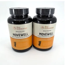 2 Pack Live Conscious MoveWell 120 Capsules Exp 05/2027 Joint Support Supplement