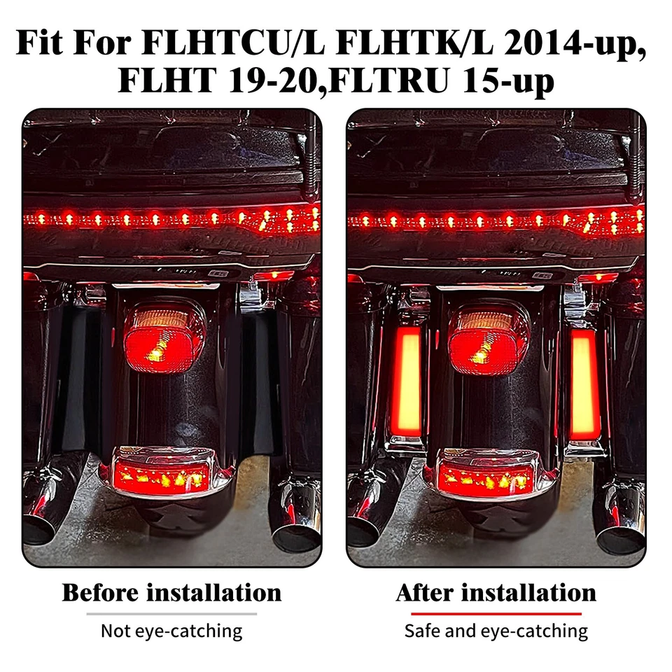 Black Saddlebag Inserts COB LED Light w/ Red Lens Fits For Harley Touring 14-23 - Image 3 of 4