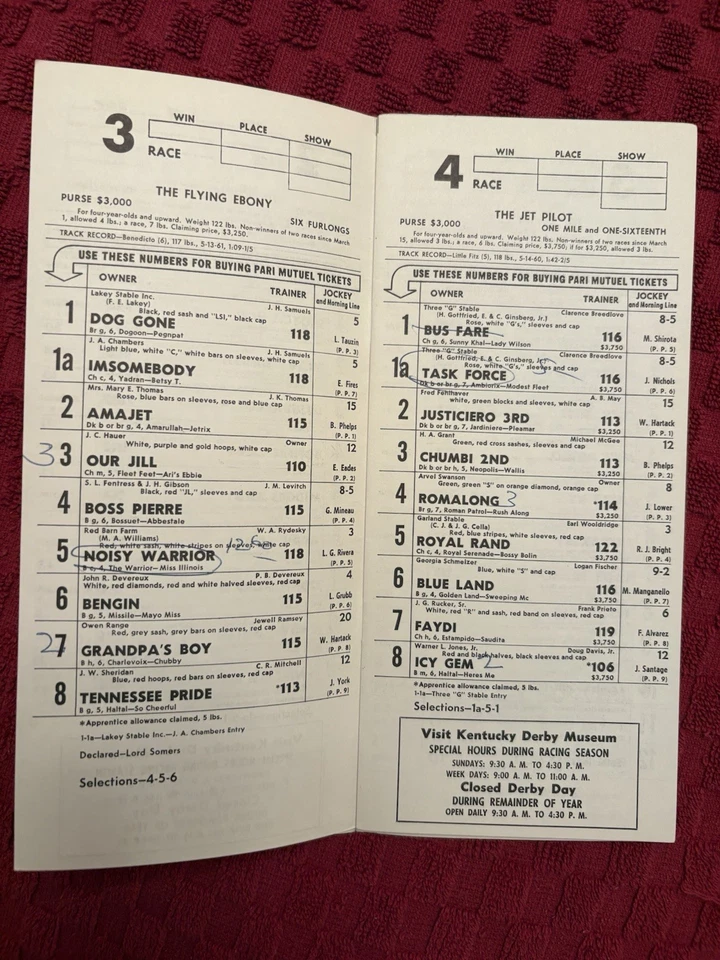 1967 KENTUCKY OAKS PROGRAM—Champion FURL SAIL—VERY HARD TO FIND PROGRAM - Image 4 of 4