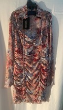 pretty little thing dress floral high neck out size 8 NWT