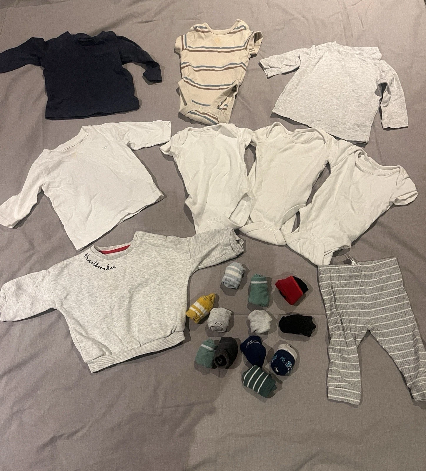 Baby boys clothes size 3-6 months bundle job lot baby grows tops socks trousers