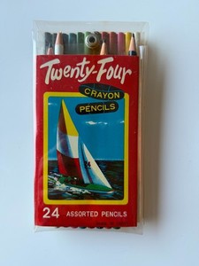 Vintage Made in Japan Retro Colored Pencil Crayons 24 With Case