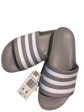 New Adidas Adilette Aqua Slides Gray White Shower Sandals Men 5 Women 6