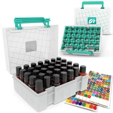 Essential Oil Organizer for 35 Bottles, Hard Shell Storage Case with Shelf Displ