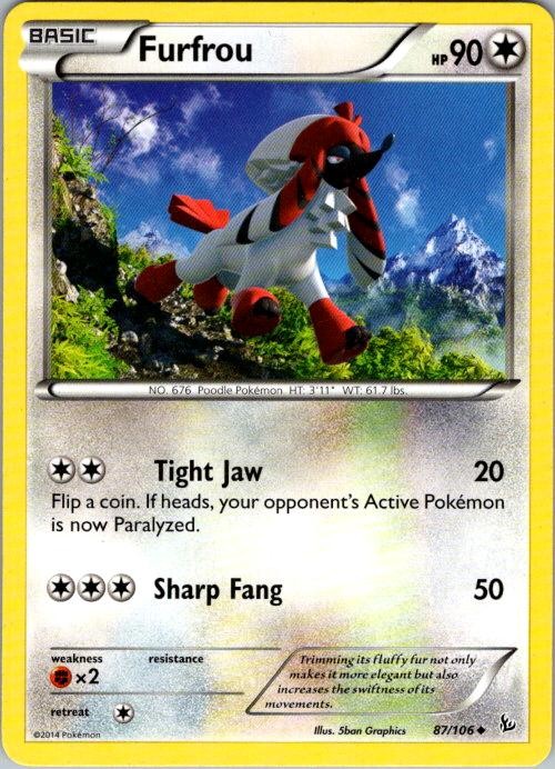 Furfrou 87/106 Uncommon Flashfire Pokemon Near Mint