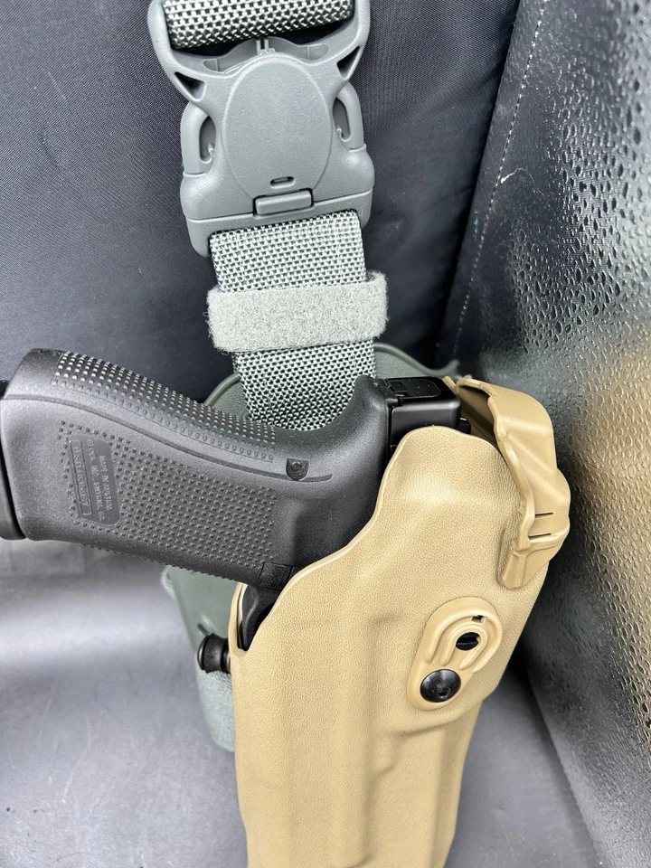 Safariland 6005rds Glock 17 19 22 23 45 ALS  Drop Leg Tan 🔴 Red Dot & Light - Image 3 of 4