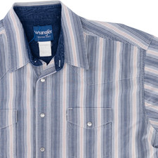 Vintage Wrangler Men's 2XL Western Shirt Pearl Snap Button Short Sleeve Striped