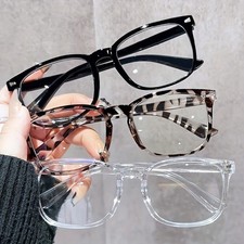 3pcs Lightweight PC Frames Minimalist Square Clear Lens Glasses - Blue Light