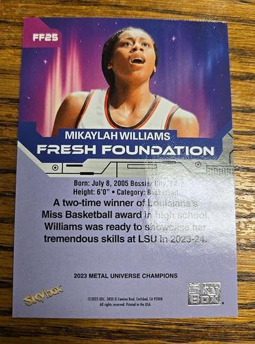 2023 Metal Universe Champions Mikaylah Williams Purple Fresh Foundation FF25 RC - Picture 3 of 3