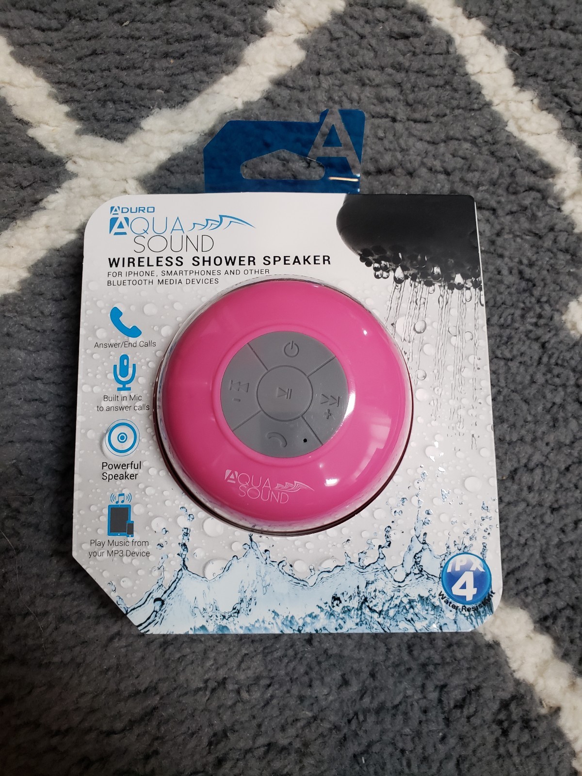 aduro aqua sound bluetooth shower speaker with mic and controls