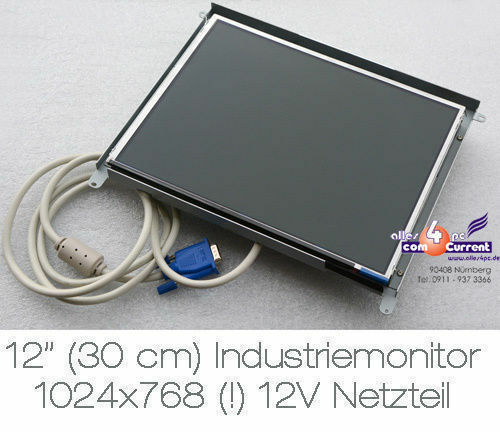 30.5 cm 12"" Display1024x768 TFT Display & 12 V Powersupply Also for Car Boat M70