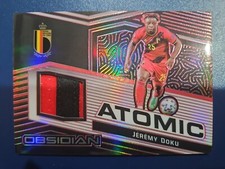 ⚽️ JEREMY DOKU 2021-22 Obsidian Atomic Material Electric Etch Red /25 Two Colors