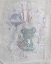 VTG BABY BLANKET SATIN BEAR Balloons APPLIQUE