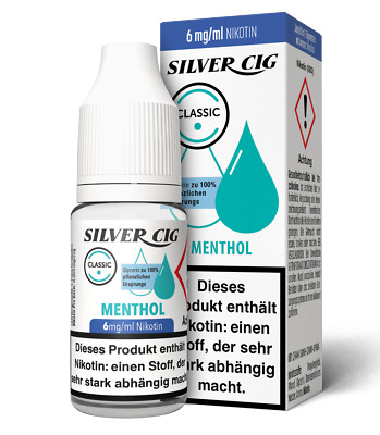 E-Liquid Silver Cig 10x 10 ml mit 3mg/6mg/9mg Nikotin E-Liquid Menth-Aroma