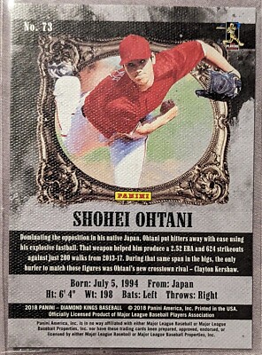 Shohei Ohtani 2018 PANINI Diamond Kings Black & White #73 Shohei Ohtani 2018 PANINI Diamond Kings Black & White #73