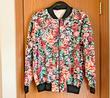 VINTAGE SMALL - MEDIUM ZIPPERED FLORAL JACKET UNLINED LIGHTWEIGHT MADE IN USA
