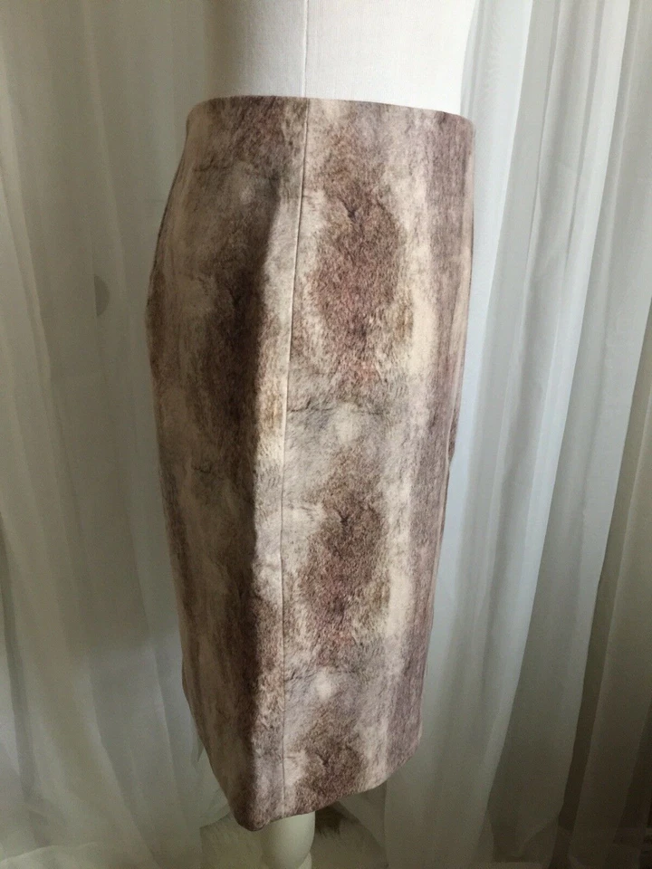 Новый Catherine Malandrino коричневый белый искусственного меха узор карандаш юбка женщин размер 6 - Изображение 2 из 4