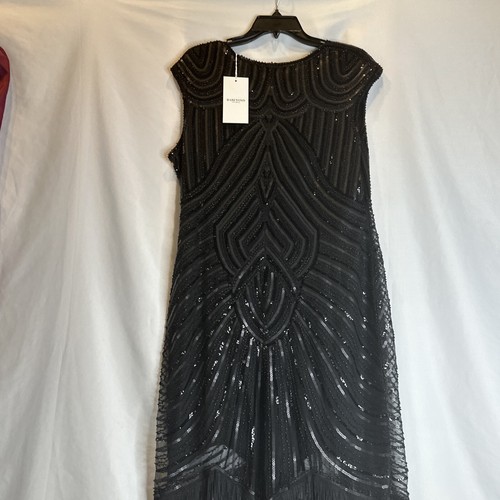 Vestido Babeyond con Cuentas Negro Impresionante Flecos LG Brillo Brillante - Imagen 5 de 8